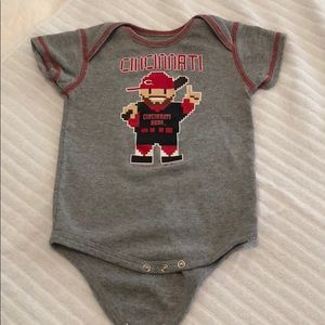 Licensed Cincinnati Reds onesie. 18m